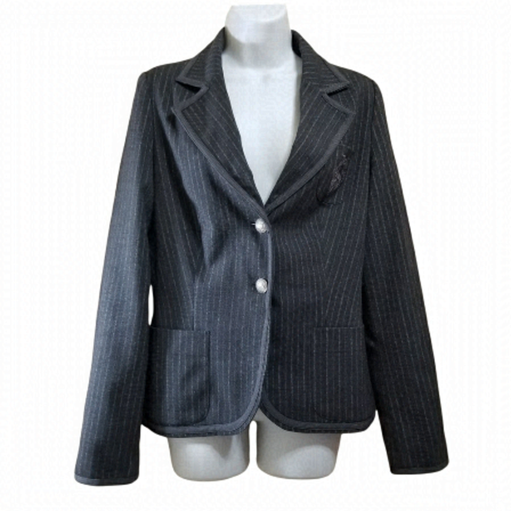 𝅺BB Dakota charcoal gray striped Size Medium blazer Jacket